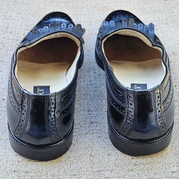 Brassboot Men Shoes Black Leather Loafer Kiltie Slip On Size 9.5M Made Italy main image 5